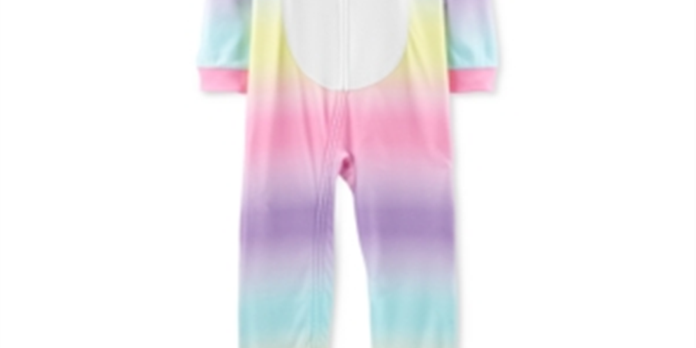 Pijama Carter's Little &amp; Big Girl's 1 peça de unicórnio com capuz, lã, branco, tamanho 8