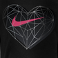 Camiseta de algodão com estampa de coração geométrico para meninas da Nike, tamanho 4, cor carvão