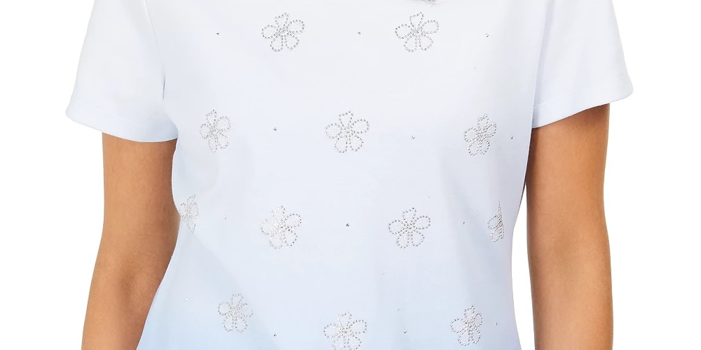 Karen Scott Blusa Feminina Daisy Shine Gola Redonda Azul Tamanho P