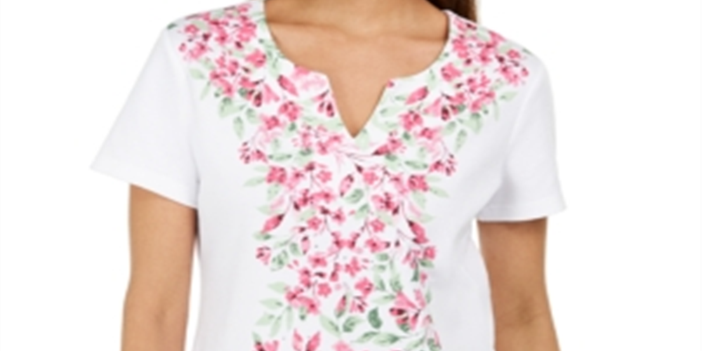 Blusa feminina Karen Scott com estampa floral rosa tamanho pequeno pequeno