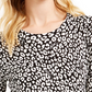 Blusa feminina Michael Kors estampada de manga comprida com decote em joia, preta, tamanho pequeno, extrapequeno
