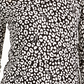 Blusa feminina Michael Kors estampada de manga comprida com decote em joia, preta, tamanho pequeno, extrapequeno