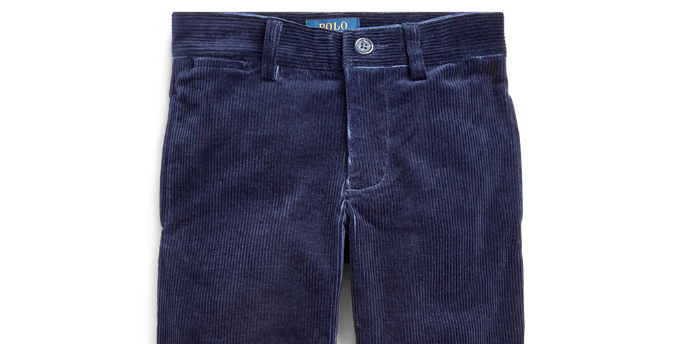 Calça Ralph Lauren Slim Fit Stretch Veludo Cotelê Azul Tamanho 2T