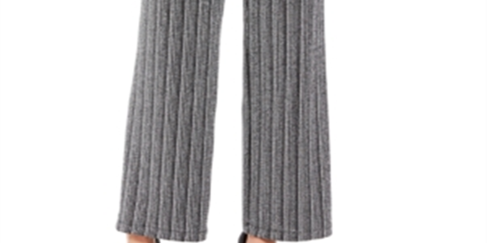 Calça feminina metálica de perna larga JM Collection, preta e prateada, tamanho pequeno P