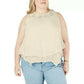 Blusa feminina sem mangas com gola redonda, bege, tamanho 0X, estilo &amp; co