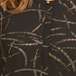 Blusa de noite feminina estampada com manga 3/4 e decote em joia, preta, tamanho pequeno P