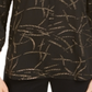 Blusa de noite feminina estampada com manga 3/4 e decote em joia, preta, tamanho pequeno P