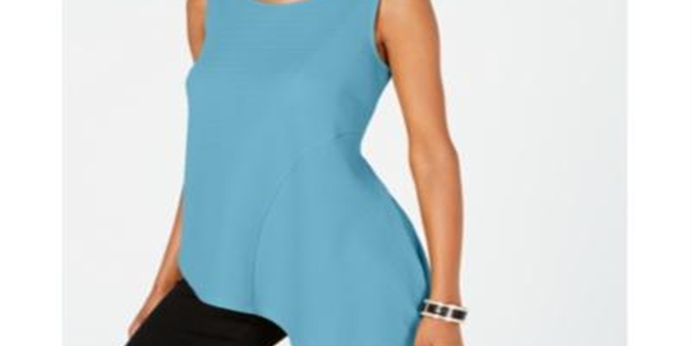 Blusa sem mangas Alfani para trabalho, tamanho pequeno, azul, tamanho grande