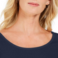 Karen Scott Blusa feminina de algodão com decote redondo, tamanho azul marinho, pequena, P/M