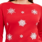 Karen Scott Top Feminino Floco de Neve Enfeitado Vermelho Tamanho Pequeno G