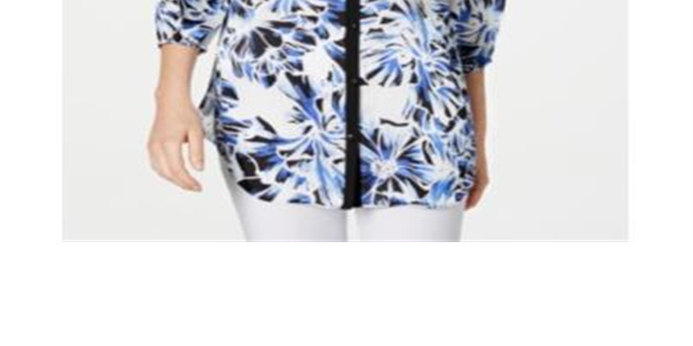 Blusa feminina estampada e lisa JM Collection, azul, tamanho pequeno G