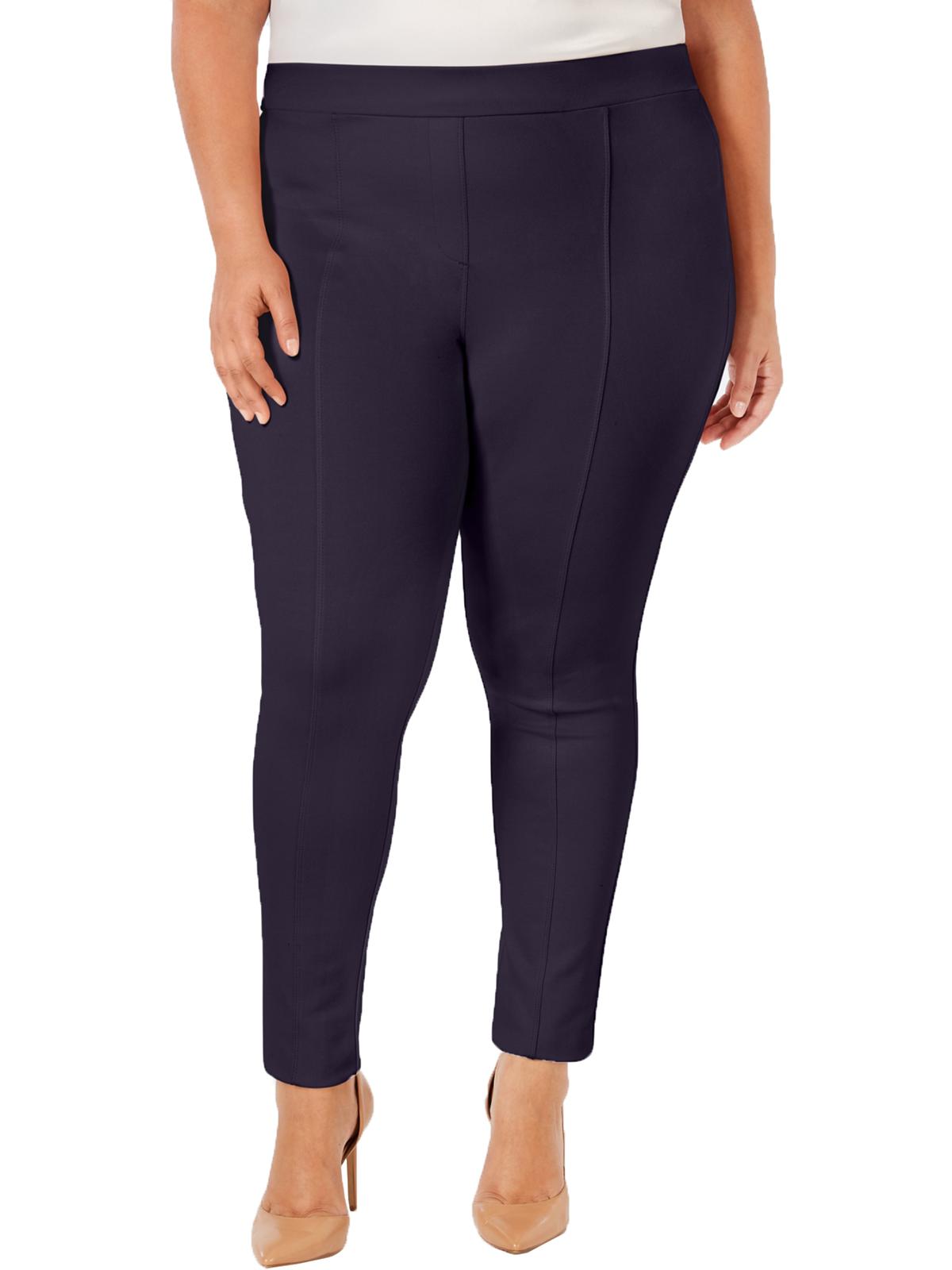 Calça feminina plus size com costura frontal sólida estilo &amp; co, azul-marinho, tamanho 14W