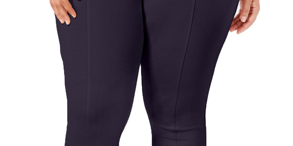 Calça feminina plus size com costura frontal sólida estilo &amp; co, azul-marinho, tamanho 14W