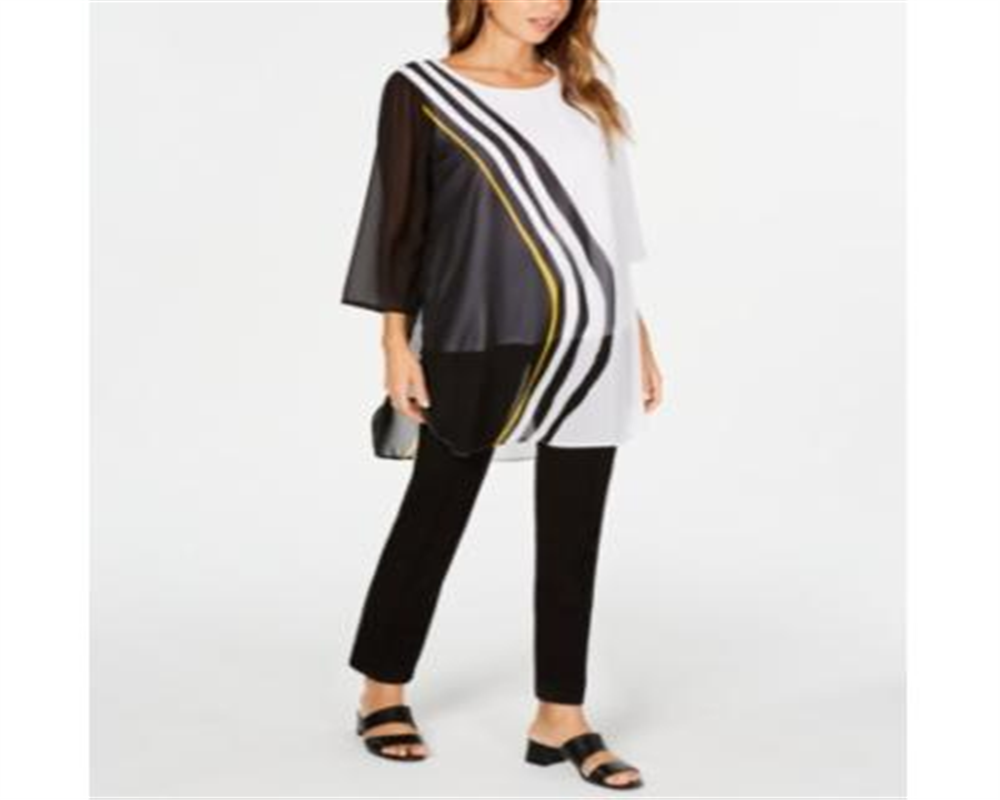 Blusa feminina Alfani manga 3/4 preta tamanho pequeno grande