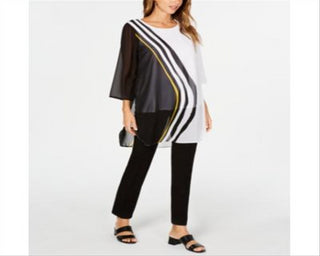 Blusa feminina Alfani manga 3/4 preta tamanho pequeno grande
