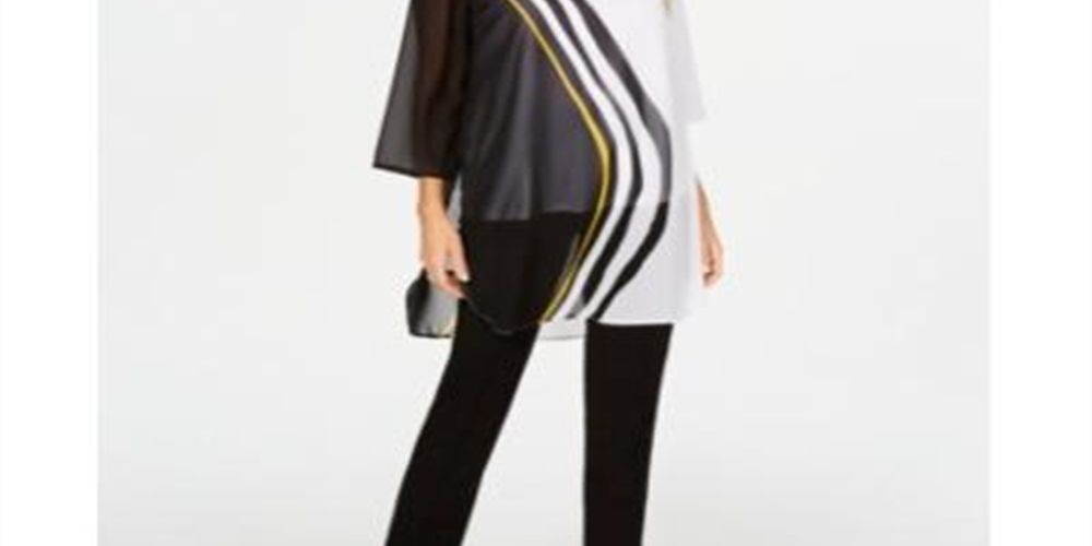Blusa feminina Alfani manga 3/4 preta tamanho pequeno grande