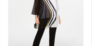 Blusa feminina Alfani manga 3/4 preta tamanho pequeno grande