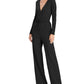 Macacão Ralph Lauren Feminino com Cinto, Manga Longa, Decote em V, Preto, Tamanho 4