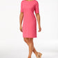 Vestido feminino Karen Scott de algodão com manga cotovelo, rosa, tamanho pequeno G