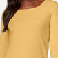 Karen Scott Blusa de algodão feminina com decote redondo, bege-cáqui, tamanho pequeno