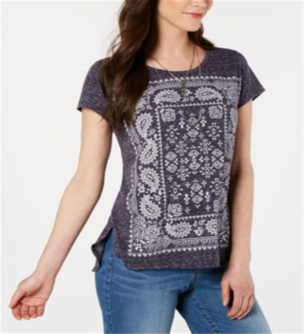 Blusa gráfica feminina Style &amp; Co, azul, tamanho pequeno grande