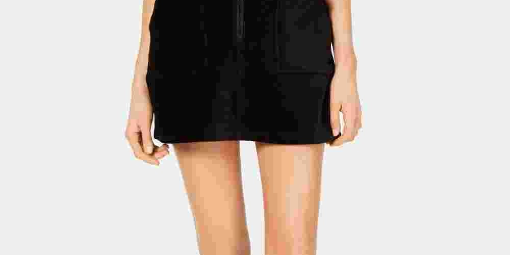 Minissaia de veludo cotelê feminina Rewash, preta, tamanho médio