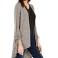 Suéter feminino NY Collection Petite com cordão e manga longa, tamanho pequeno, cinza