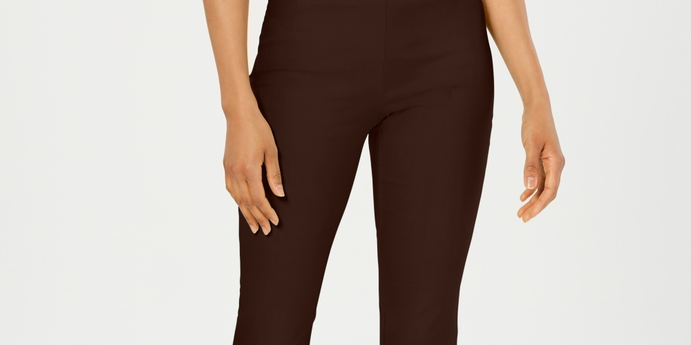 Calças femininas Charter Club Cambridge Skinny Pull-On com controle de barriga, tamanho 4, marrom