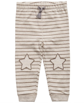 Calça jogger listrada com estampa de estrela First Impressions para meninos, bege, tamanho 3-6 meses