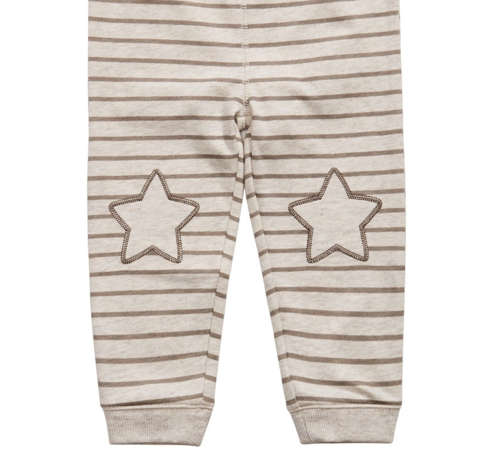 Calça jogger listrada com estampa de estrela First Impressions para meninos, bege, tamanho 3-6 meses