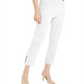 Calça feminina com acabamento em hardware e controle de barriga JM Collection, branca, tamanho XX-G