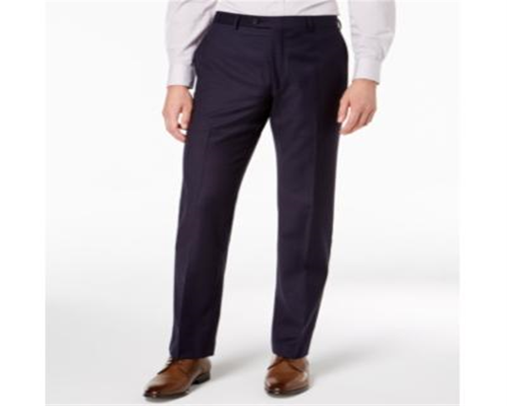 Calça social masculina Ralph Lauren Classic Fit Windowpane de flanela azul tamanho 42x32