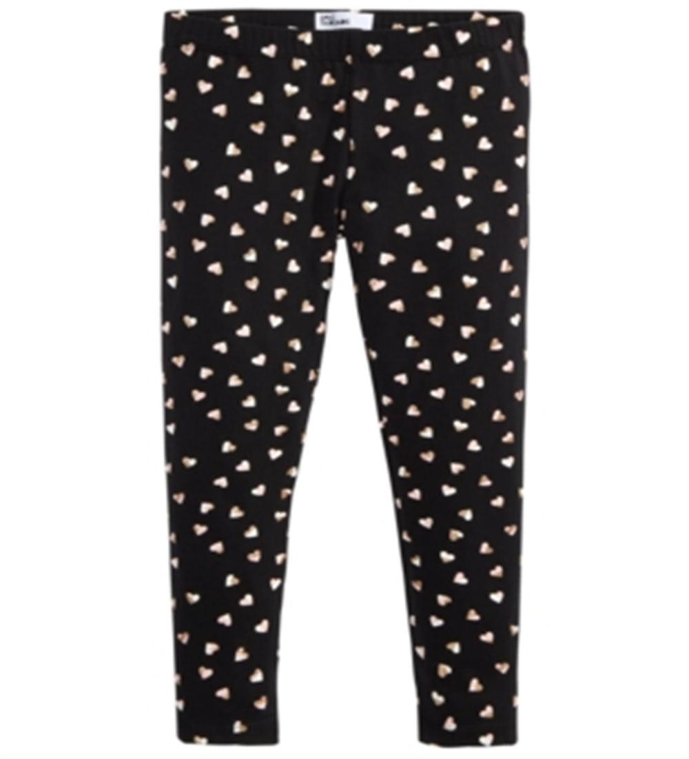 Leggings estampadas com corações para meninas Epic Threads, pretas, tamanho 6