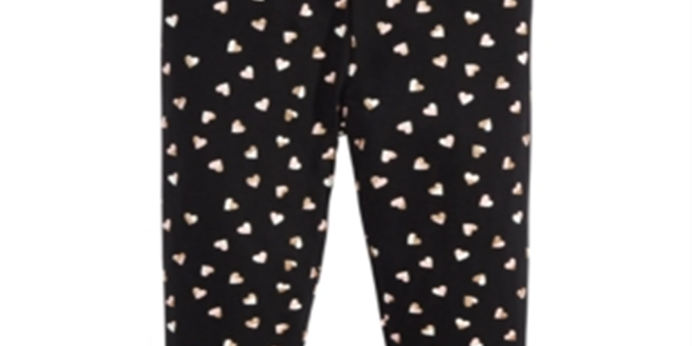 Leggings estampadas com corações para meninas Epic Threads, pretas, tamanho 6