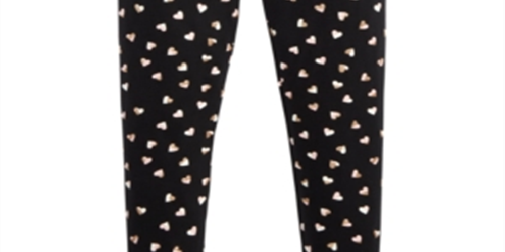 Leggings estampadas com corações para meninas Epic Threads, pretas, tamanho 6