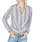 Blusa feminina de cetim granulado com amarração frontal, azul, tamanho XS, da INC International Concepts