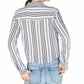 Blusa feminina de cetim granulado com amarração frontal, azul, tamanho XS, da INC International Concepts