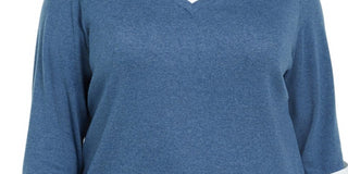 Karen Scott Blusa Plus Size Feminina em Algodão Azul Tamanho 0X