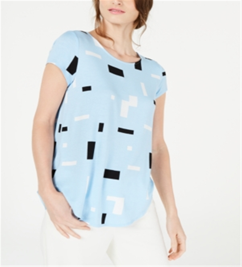 Camiseta feminina estampada Alfani azul tamanho médio