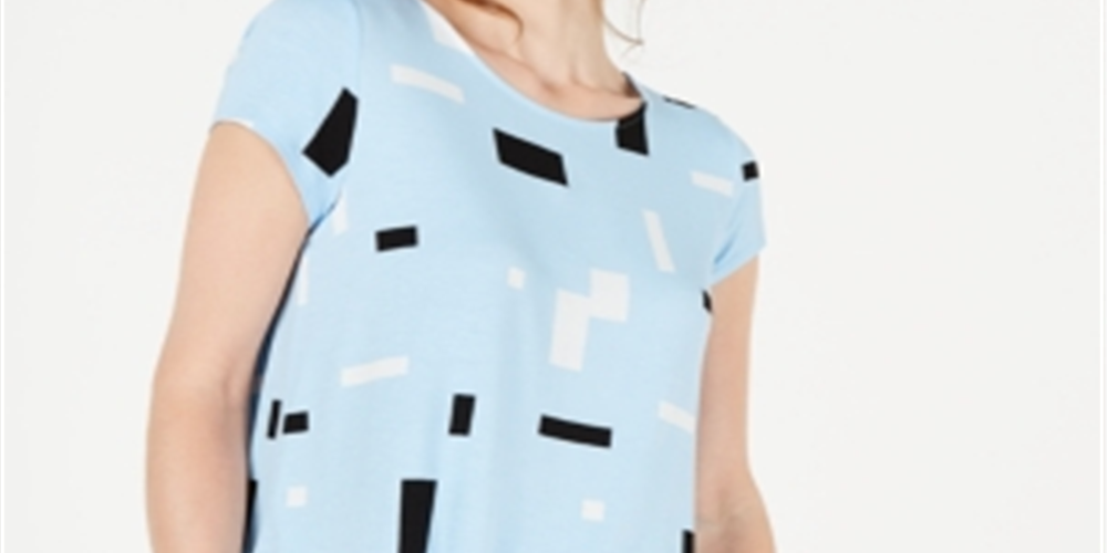 Camiseta feminina estampada Alfani azul tamanho médio