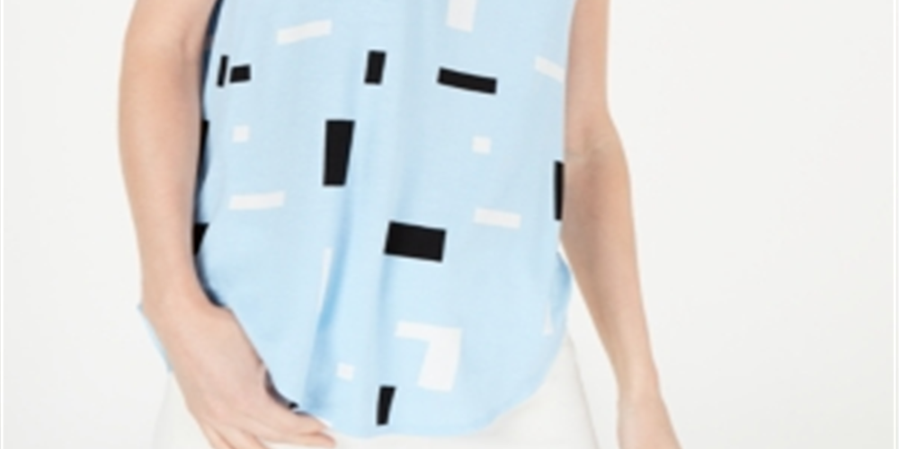 Camiseta feminina estampada Alfani azul tamanho médio