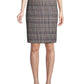 Calvin Klein Saia Lápis Xadrez Tweed Feminina Marrom Tamanho 10