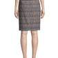 Calvin Klein Saia Lápis Xadrez Tweed Feminina Marrom Tamanho 10
