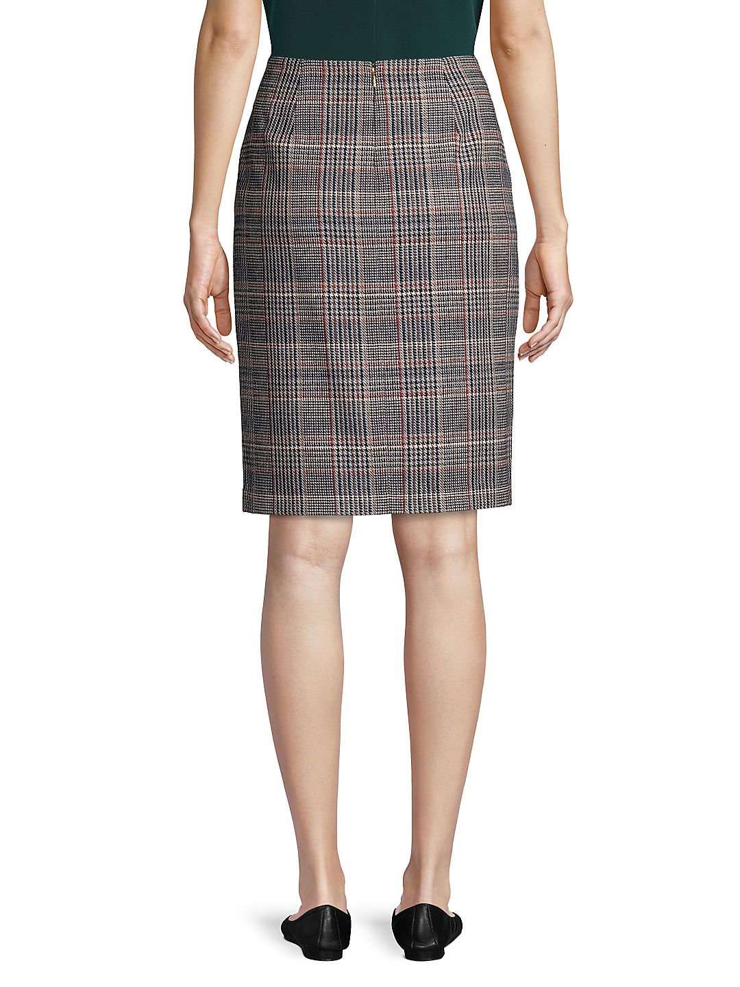Calvin Klein Saia Lápis Xadrez Tweed Feminina Marrom Tamanho 10