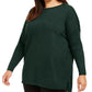 Suéter túnica feminino estilo &amp; co plus com acabamento canelado e costura frontal, verde, tamanho 0X
