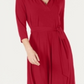 Vestido feminino Charter Club com decote em V, manga 3/4, comprimento até o joelho, trapézio, tamanho pequeno, vermelho, grande