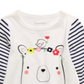 Camiseta infantil de algodão listrada com urso First Impressions para meninas, branca, tamanho 2T