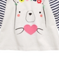 Camiseta infantil de algodão listrada com urso First Impressions para meninas, branca, tamanho 2T