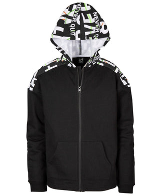 Moletom com capuz estampado Ideology Big Boy's com zíper, preto, tamanho pequeno