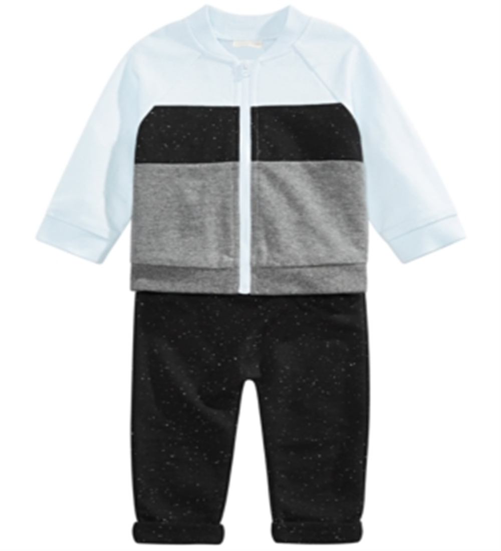 Conjunto de jaqueta e calça jogger de algodão com blocos de cores First Impressions Baby Boy, 2 peças, azul, tamanho 24MOS